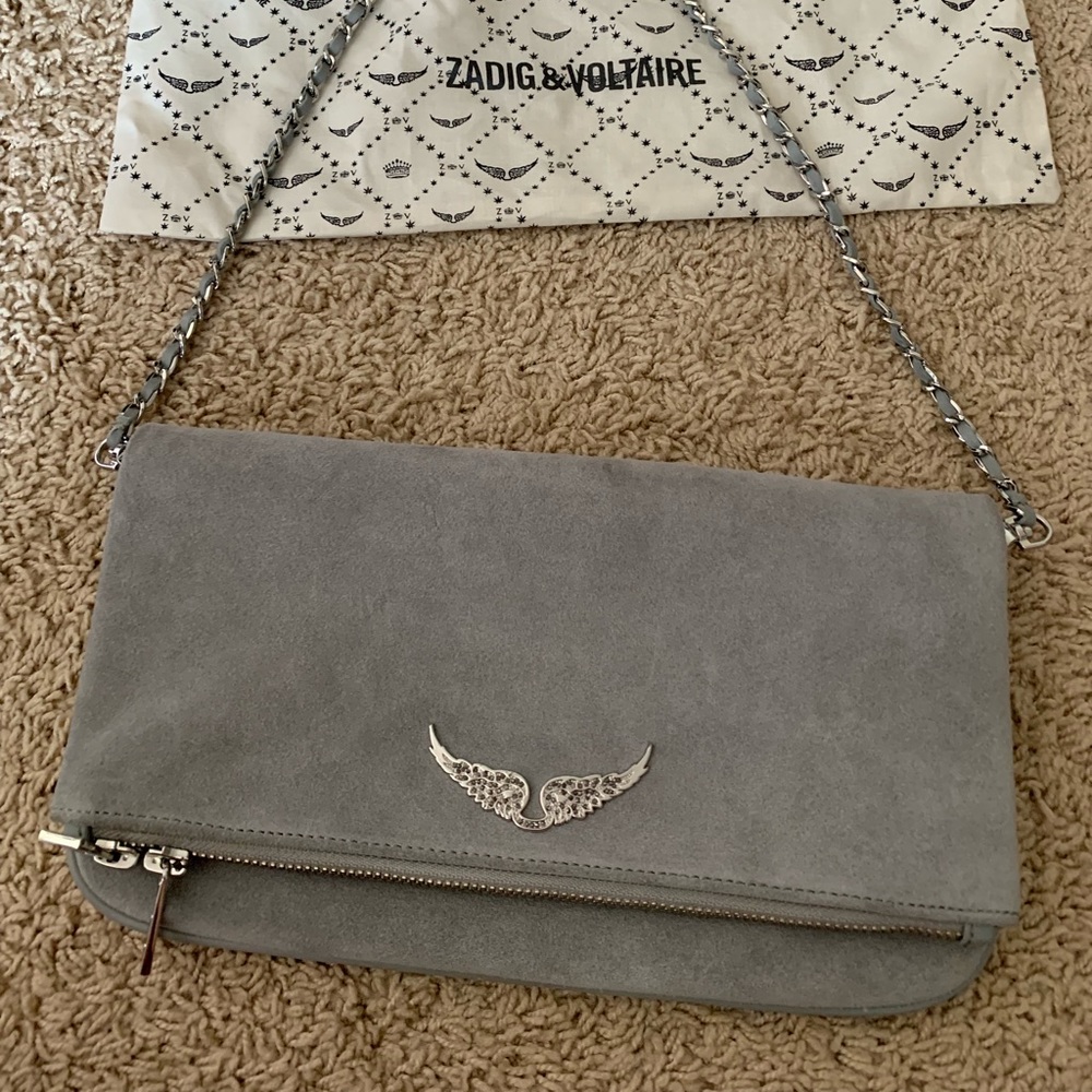 Zadig & Voltaire grey suede handbag NEW